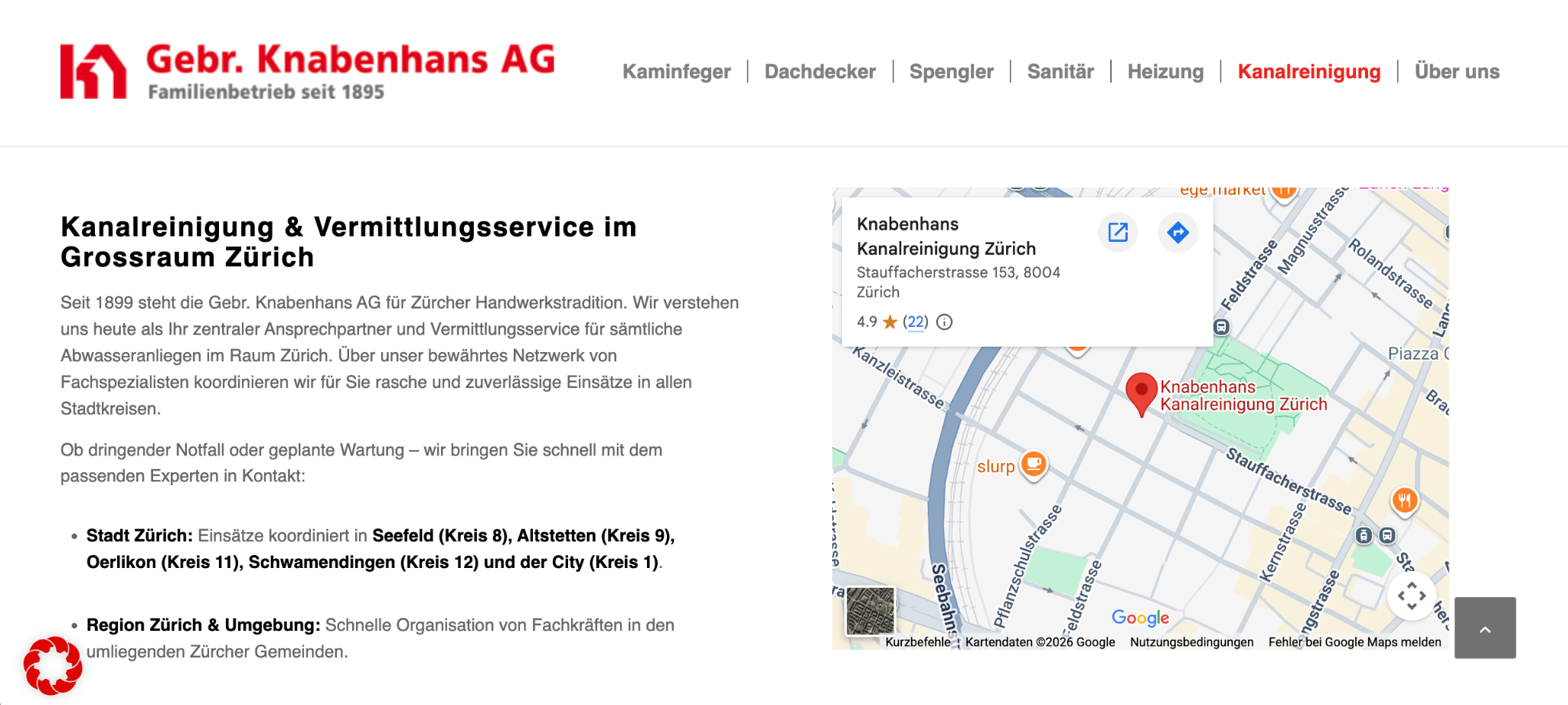 Gebr. Knabenhans AG - Kanalreinigung Zürich